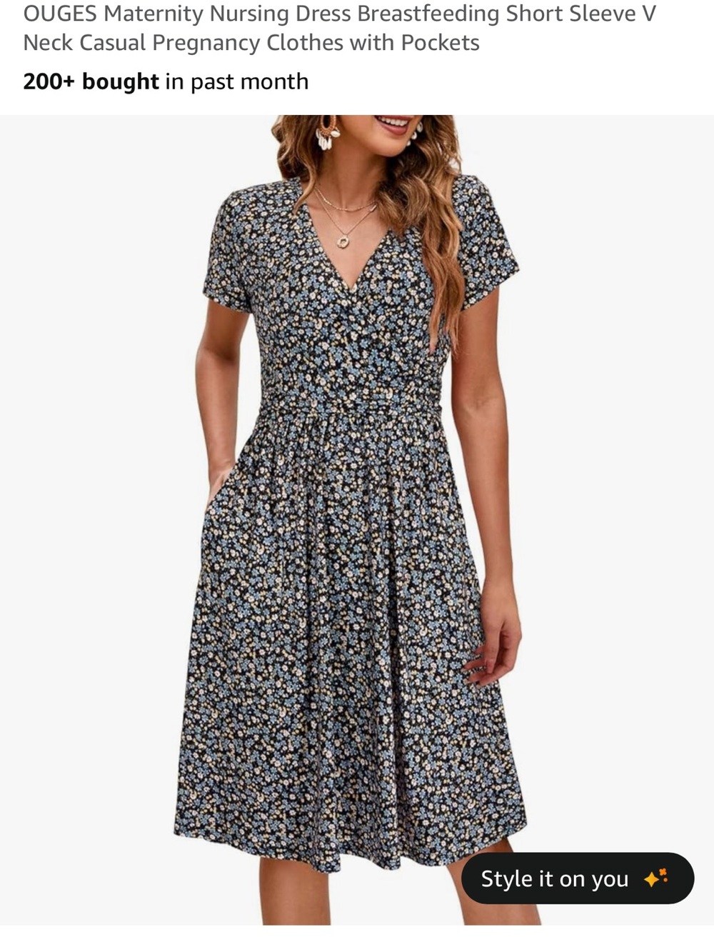 Ouges Nursing Wrap-Style Women's Dress for easy breast feeding - Picture 3 of 9